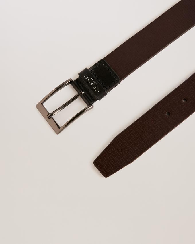 Ceinture Ted Baker T Etched Leather Noir Homme | MTT-20751422